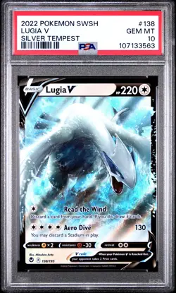 2022 POKEMON SWORD & SHIELD SILVER TEMPEST #138 LUGIA V PSA 10 - Image 1
