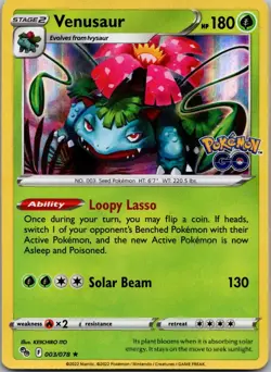 Venusaur Holo Holo Rare Pokemon GO 003/078 LP - Image 1