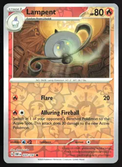 Pokemon TCG - Lampent Reverse Holo SV03: Obsidian Flames 037/197 NM - Image 1