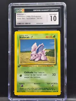 Nidoran Pokemon 1999 Portugese Base Set 1st Edition No. 55/102 CGC 10 Gem Mint - Image 1