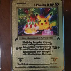 Pikachu Ex 277/217/ Ex 247/191 & Birthday Surprise Metal Gold Cards Art Novelty - Image 3
