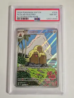 2024 Pokemon Surging Sparks ALOLAN DUGTRIO 208/191 Illustration Rare PSA 8 - Image 1