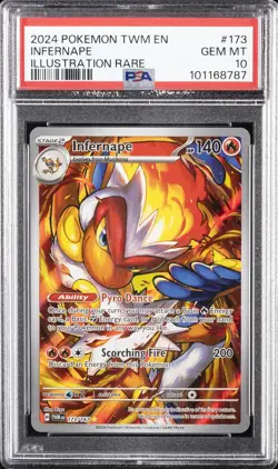 2024 POKEMON TWM EN-TWILIGHT MASQUERADE ILLUSTRATION RARE #173 INFERNAPE PSA 10 - Image 1