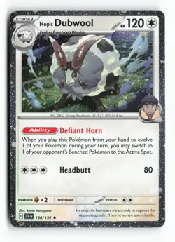 Hop's Dubwool Cosmos Holo 136/159 Journey Together Promo Pokemon TCG Card NM - Image 1