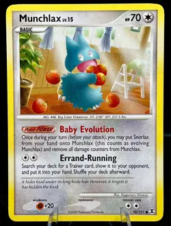 Munchlax 70/111 MP Reverse Holo Adorable Snorlax Baby Rising Rivals Pokemon Card - Image 1