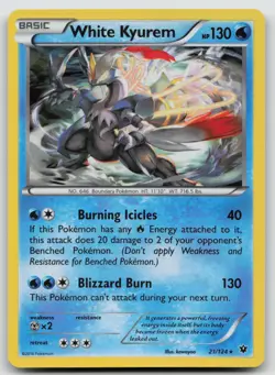 White Kyurem 21/124 Holo Fates Collide Pokemon LP - Image 1