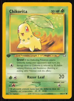 Chikorita 54/111 Common Neo Genesis Pokemon 1st Edition Lightly Played - Image 1