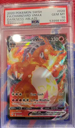 PSA 10 2020 Pokemon Darkness Ablaze Charizard VMAX SWSH FA #020/189 GEM MT Card - Image 1