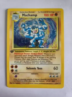 Pokemon TCG Machamp 1st Edition Holo Rare Card Base Set 8/102 LP/MP - Image 1
