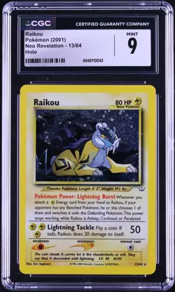 CGC 9 Raikou Holo Rare Neo Revelation 2001 Pokemon Card #13 - Image 1