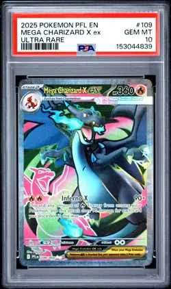 2025 Pokemon Phantasmal Flames Mega Charizard X EX Ultra Rare #109 PSA 10 GEM MT - Image 1