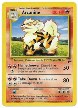 Pokemon TCG Arcanine Base Set 2, Unlimited Uncommon Card DAMAGED - Image 1
