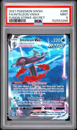 2021 Pokemon Fusion Strike Inteleon VMAX FULL ART SECRET RARE PSA 9 MINT 266/264 - Image 1