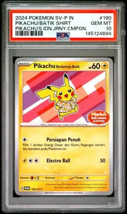 Pokemon Pikachu 190/SV-P Berkemeja Batik Shirt Promo Indonesian PSA 10 - Image 1