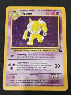 Hypno 8/62 Fossil Holo Pokemon Card VLP - Image 1