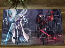 YGO Blue-Eyes White Dragon & Darkness Dragon TCG CCG Trading Card Game Mat - Image 1