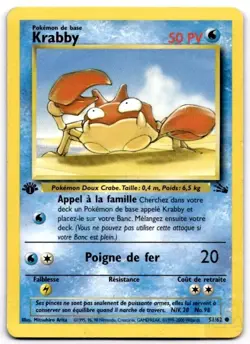 Krabby 51/62 Common Fossil Pokemon 1st Edition Moderately Played - Image 1