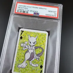 PSA 10 Mewtwo 7 of Spades Graded Pokemon Mini Bicycle Card - Image 2