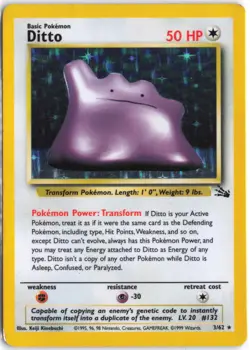 Ditto 3/62 Holo Rare Fossil Pokemon MP - Image 1