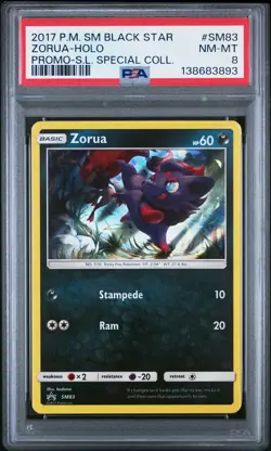 2017 POKEMON SM BLACK STAR PROMO SHINING LEGENDS SPECIAL COLL ZORUA-HOLO PSA 8 - Image 1