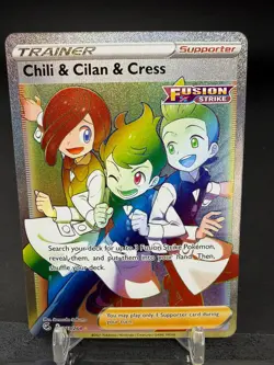 Chili & Cilan & Cress 258/264 Fusion Strike Ultra Rare Full Art 2021 Pokemon - Image 2