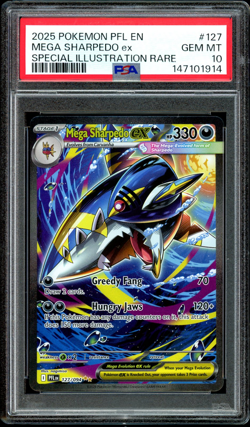 2025 Pokemon Phantasmal Flames Mega Sharpedo ex SIR PSA 10 Gem Mint #127/094 - Image 1