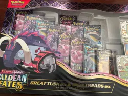 Pokemon Paldean Fates Great Tusk ex and Iron Treads ex premium Collection Box - Image 4