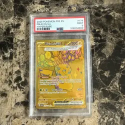 Pokemon 2025 Pikachu ex 179/131 Gold Hyper Rare Prismatic Evolutions PSA 9 - Image 1