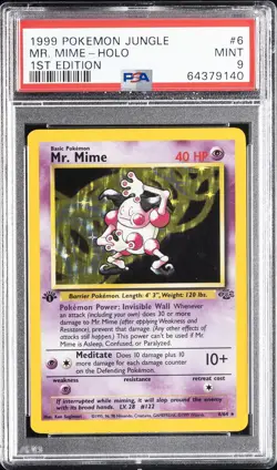 1999 POKEMON JUNGLE 1ST EDITION #6 MR. MIME-HOLO PSA 9 - Image 1