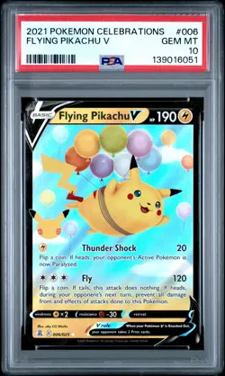 2021 POKEMON CELEBRATIONS #006 FLYING PIKACHU V PSA 10 - Image 1