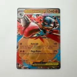 Pokemon TCG Mega Lucario EX Holo Double Rare 077/132 ME01: Mega Evolution EN NM - Image 1