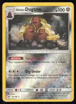 Alolan Dugtrio 87/149 Holo Holo Rare SM Base Set Pokemon Reverse Holo Near Mint - Image 1