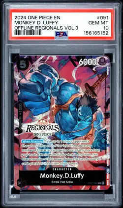 2024 ONE PIECE OFFLINE REGIONALS PACK 2024 VOL.3 #091 MONKEY D. LUFFY PSA 10 - Image 1