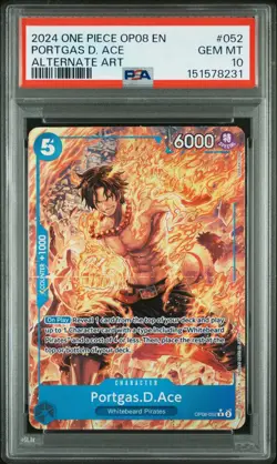 2024 ONE PIECE OP08-TWO LEGENDS 052 PORTGAS D. ACE ALTERNATE ART PSA 10 - Image 1