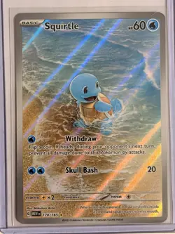 Pokemon TCG Squirtle 170/165 Scarlet & Violet 151 Illustration Rare Holo Card - Image 1