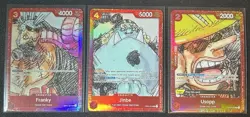 Bandai ONE PIECE Card Game Alt Art Foil 3-Card Lot Franky Jinbe Usopp - Image 1