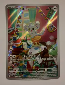 Pokemon TCG - Minccino Illustration Rare 182/162 SV05 Temporal Forces Holo NM - Image 1