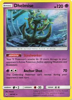 POKEMON Dhelmise #59/145 Holo SM - Guardians Rising NM - Image 1