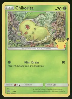 Chikorita 002/025 Promo McDonald's 25th Anniversary Promos Pokemon Holo NM - Image 1