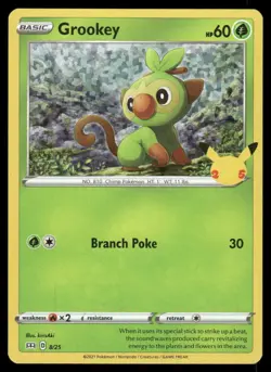 Grookey 008/025 Promo McDonald's 25th Anniversary Promos Pokemon Holo LP - Image 1