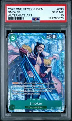 2025 ONE PIECE OP10-ROYAL BLOOD ALTERNATE ART #030 SMOKER PSA 10 - Image 1