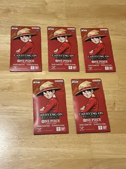 LOT 5x Bandai One Piece Card Game OP-13 Carrying On His Will Booster Packs ENG - Image 1