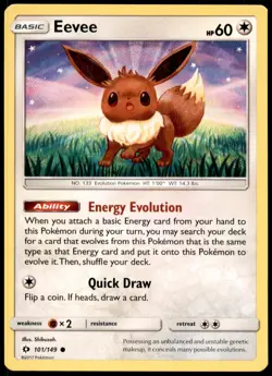 Eevee 101/149 Common SM Base Set Pokemon Near Mint - Image 1