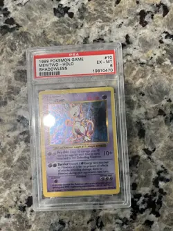 Pokemon TCG Base Set Mewtwo Shadowless Holo Card 10/102 PSA 6 - Image 1