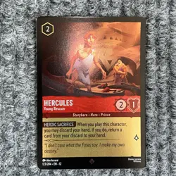 Disney Lorcana Wilds Unknown Hercules Young Rescuer 123/204 Super Rare Foil NM - Image 2