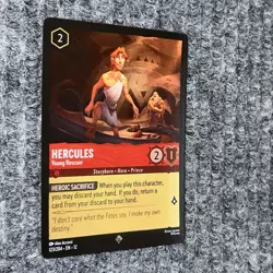 Disney Lorcana Wilds Unknown Hercules Young Rescuer 123/204 Super Rare Foil NM - Image 3