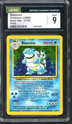 Pokemon Card - CGC 9 Blastoise 2/102 - Base Set Unlimited Holo - MINT - Image 1
