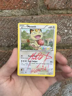 Meowth Build A Bear Pokemon Card Signed By Voice Actor Matthew Sussman - Image 1