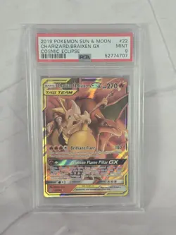 Charizard/Braixen GX Sun & Moon Pokemon Card - PSA Mint 9 - Image 1