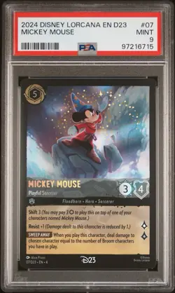 2024 DISNEY LORCANA EN D23-D23 EXPO PROMO MICKEY MOUSE - PLAYFUL SORCERER PSA 9 - Image 1